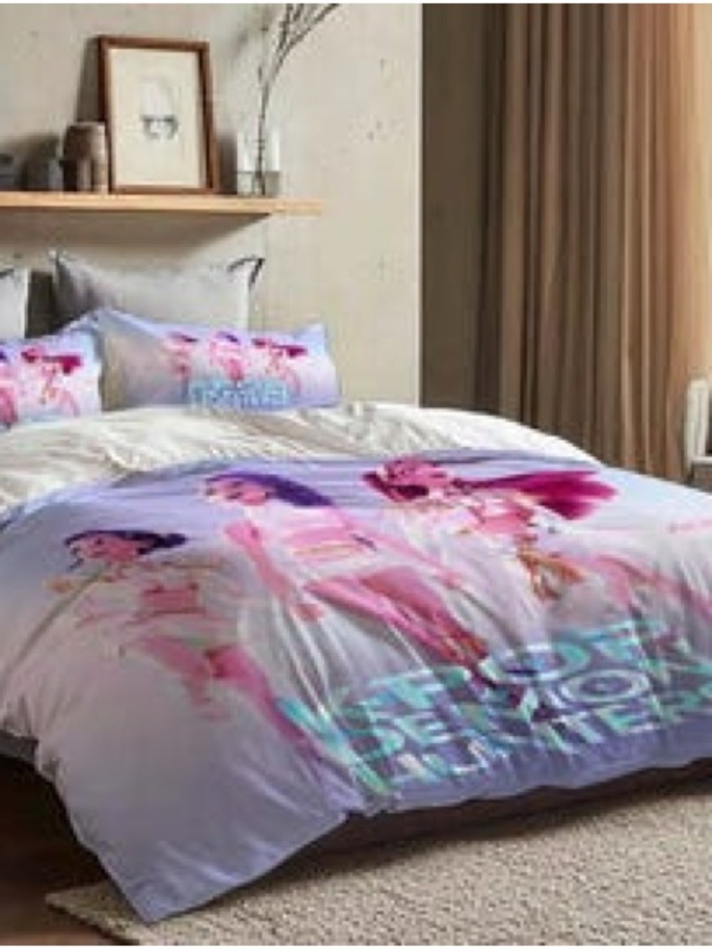 Kpop demon hunters duvet with 2 pillow cases Set - Lavender
